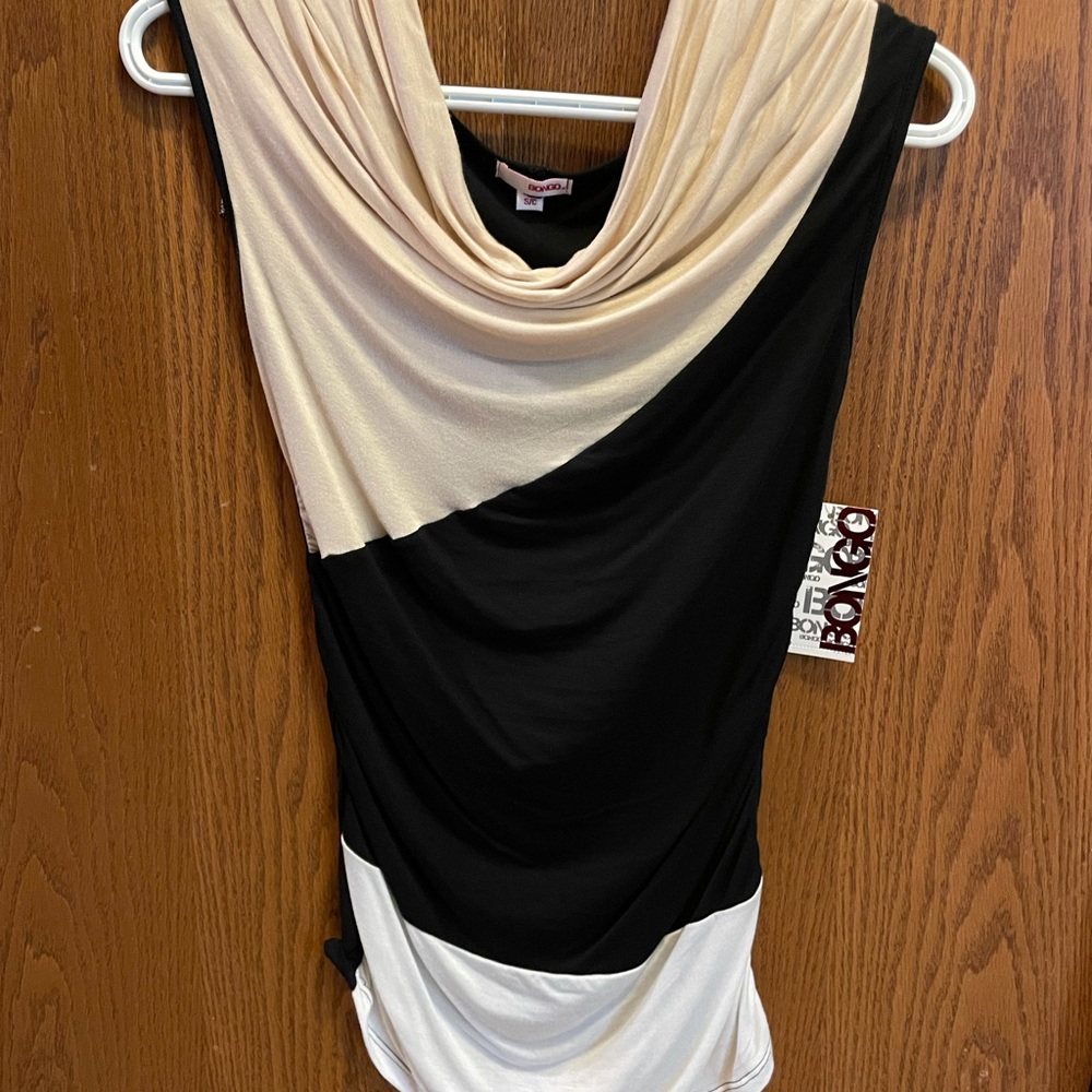 Bongo Women Knit Top, Cream Black White, Size S